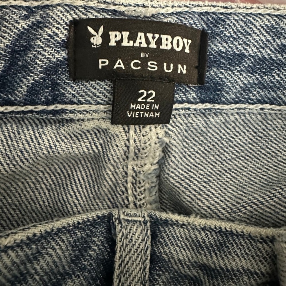PLAYBOY Light Blue Distressed Denim Jean Shorts size 22 - Picture 4 of 5